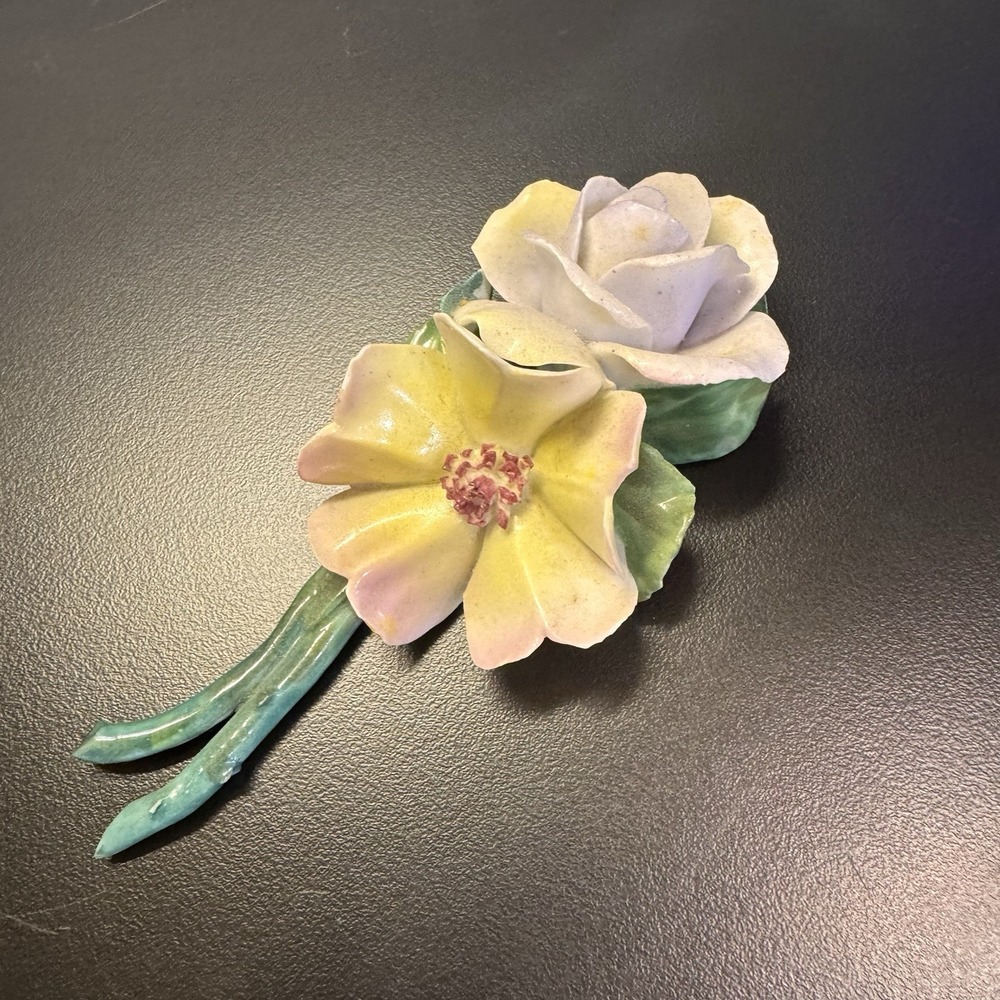 Vintage Ceramic Porcelain - Flower Bouquet  - Handmade Hand Painted Decor